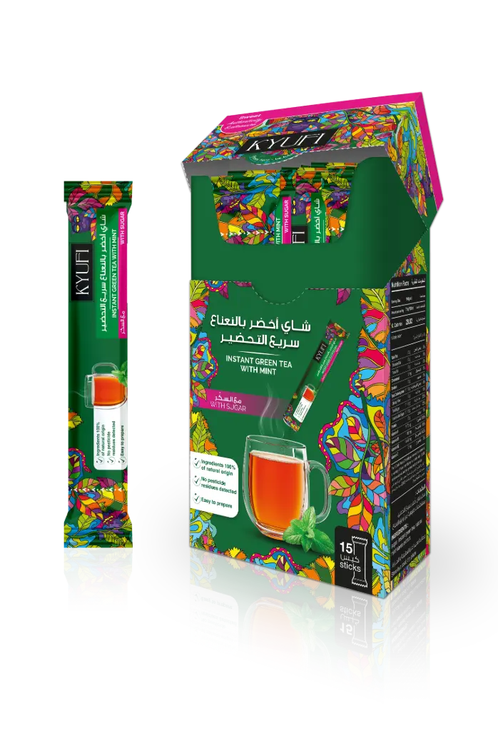 Kyufi Instant Green Tea with Mint and Sugar Pack of 10 Nespresso capsules